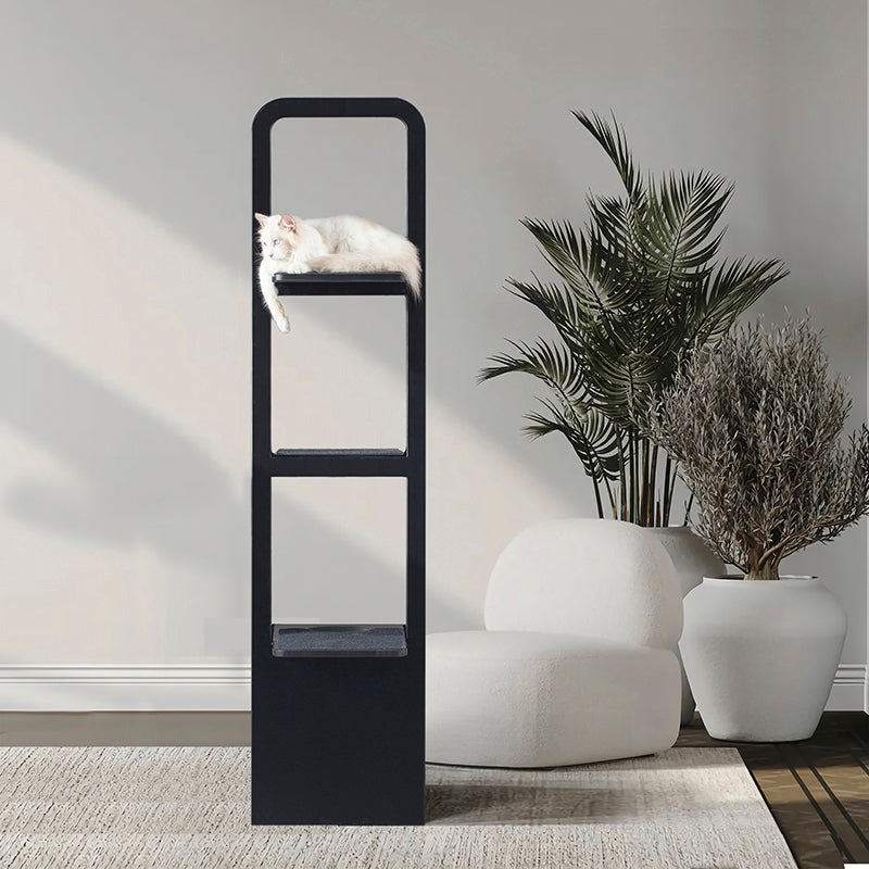 Meoooow 貓跳台爬架|實木|雲梯|黎明黑 - LOVE PET FAMILY