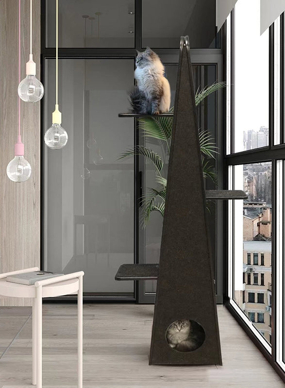 Meoooow 貓跳台爬架|實木|雲梯|黎明黑 - LOVE PET FAMILY