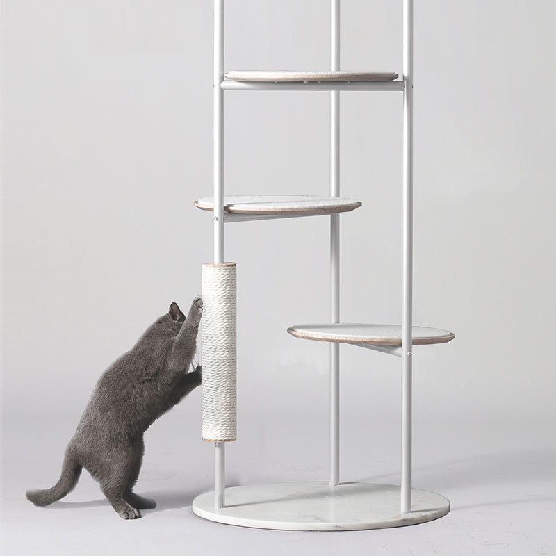Meoooow 貓跳台爬架|實木大理石|經典貓塔|雲朵白 - LOVE PET FAMILY