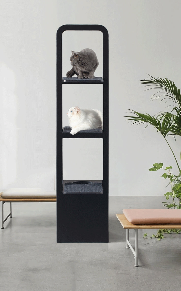 Meoooow 貓跳台爬架|實木|雲梯|黎明黑 - LOVE PET FAMILY