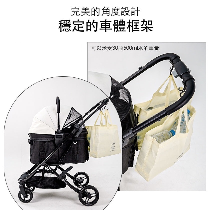 韓國 Rottie 雙開敞篷氣輪寵物推車 Noblesse Dome A |一秒自動收車|沙漠棕 - 高品質寵物推車 - 特價 $TWD 12750|LOVE PET FAMILY