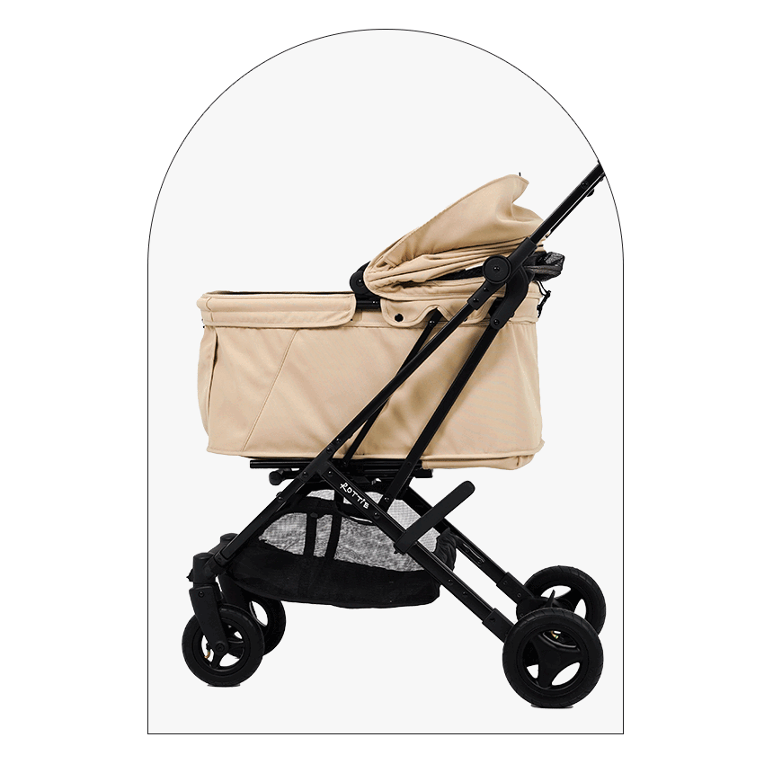 韓國 Rottie 雙開敞篷氣輪寵物推車 Noblesse Dome A |一秒自動收車|沙漠棕 - 高品質寵物推車 - 特價 $TWD 12750|LOVE PET FAMILY