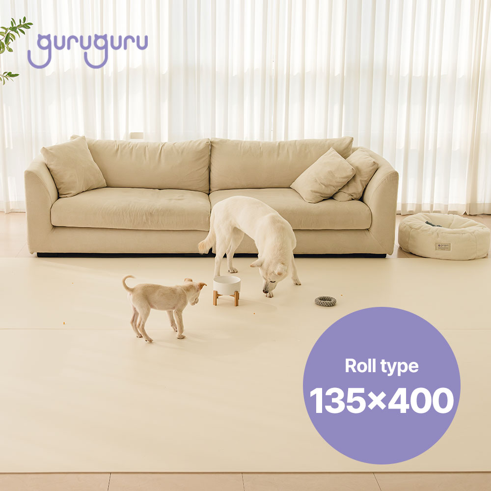 韓國 guruguru 捲式寵物防滑防水地墊|奶油白 - 高品質寵物防滑地墊 - 特價 $TWD 2780|LOVE PET FAMILY