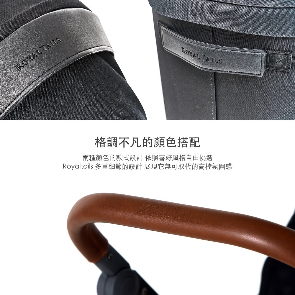 韓國 Royaltails 雙開敞篷寵物推車 Grace|一車三用 分離式提籃| 黎明黑 - 高品質寵物推車 - 特價 $TWD 19620|LOVE PET FAMILY