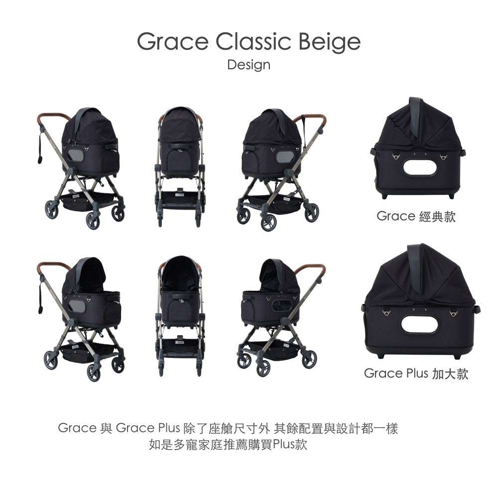 韓國 Royaltails 雙開敞篷寵物推車 Grace|一車三用 分離式提籃| 黎明黑 - 高品質寵物推車 - 特價 $TWD 19620|LOVE PET FAMILY