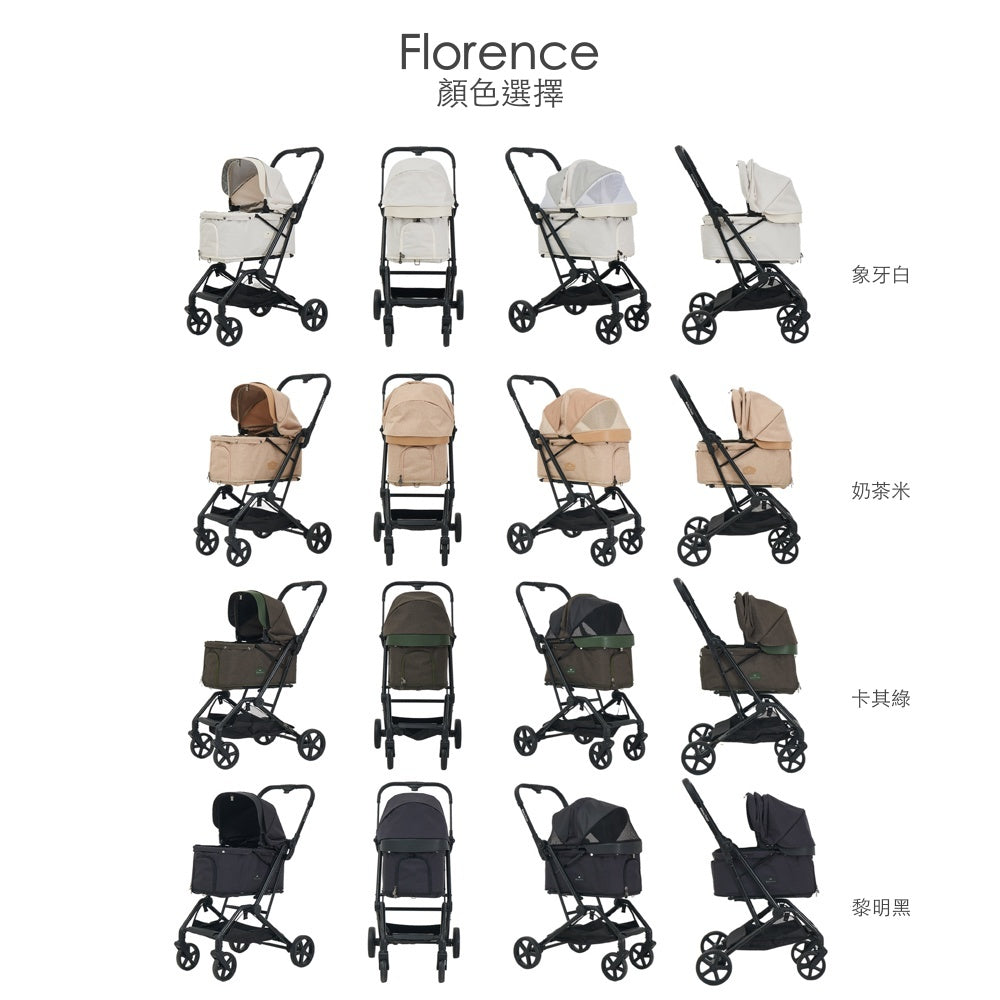 韓國 Royaltails 雙開敞篷寵物推車 Florence|一秒自動收車|奶茶米 - 高品質寵物推車 - 特價 $TWD 13320|LOVE PET FAMILY