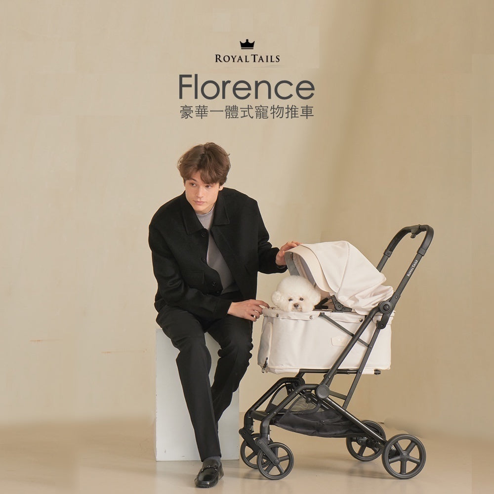 韓國 Royaltails 雙開敞篷寵物推車 Florence |一秒自動收車|黎明黑 - 高品質寵物推車 - 特價 $TWD 13320|LOVE PET FAMILY