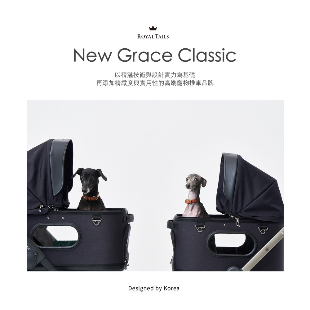 韓國 Royaltails 雙開敞篷寵物推車 Grace|一車三用 分離式提籃| 黎明黑 - 高品質寵物推車 - 特價 $TWD 19620|LOVE PET FAMILY