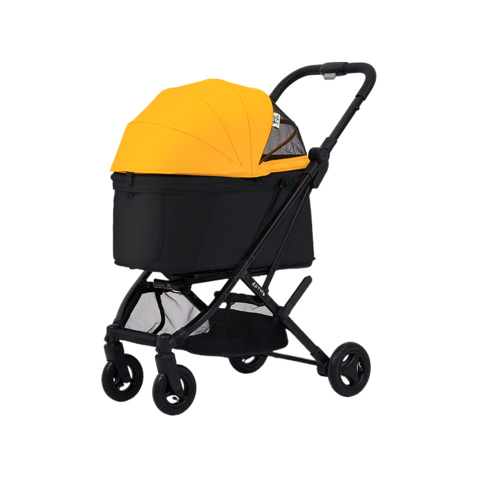 韓國 Rottie 雙開敞篷氣輪寵物推車 Noblesse Dome A |一秒自動收車|芒果黃 - 高品質寵物推車 - 特價 $TWD 12750|LOVE PET FAMILY