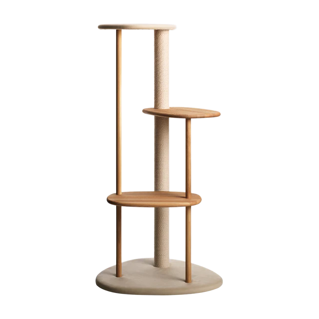 日本製 カリモク キャットツリー 猫ジャンプ台｜無垢材｜ライトグレー