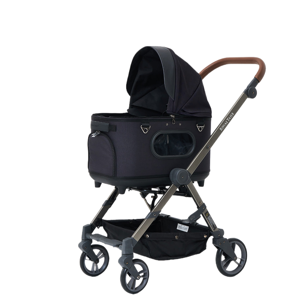 韓國 Royaltails 雙開敞篷寵物推車 Grace|一車三用 分離式提籃| 黎明黑 - 高品質寵物推車 - 特價 $TWD 19620|LOVE PET FAMILY