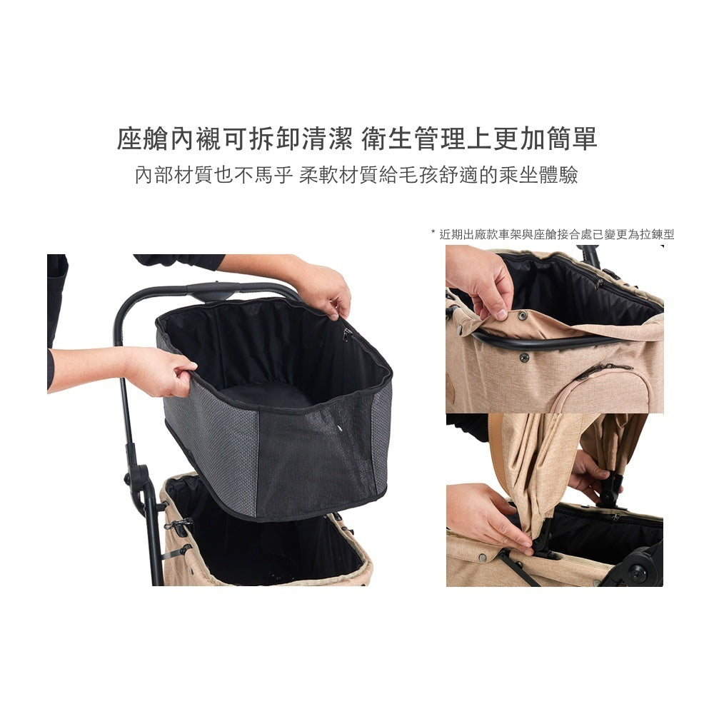 韓國 Royaltails 雙開敞篷寵物推車 Florence Plus|一秒自動收車|黎明黑 - 高品質寵物推車 - 特價 $TWD 15120|LOVE PET FAMILY