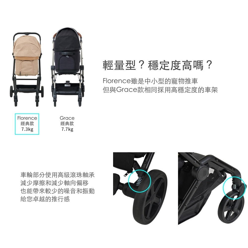 韓國 Royaltails 雙開敞篷寵物推車 Florence |一秒自動收車|象牙白 - 高品質寵物推車 - 特價 $TWD 13320|LOVE PET FAMILY