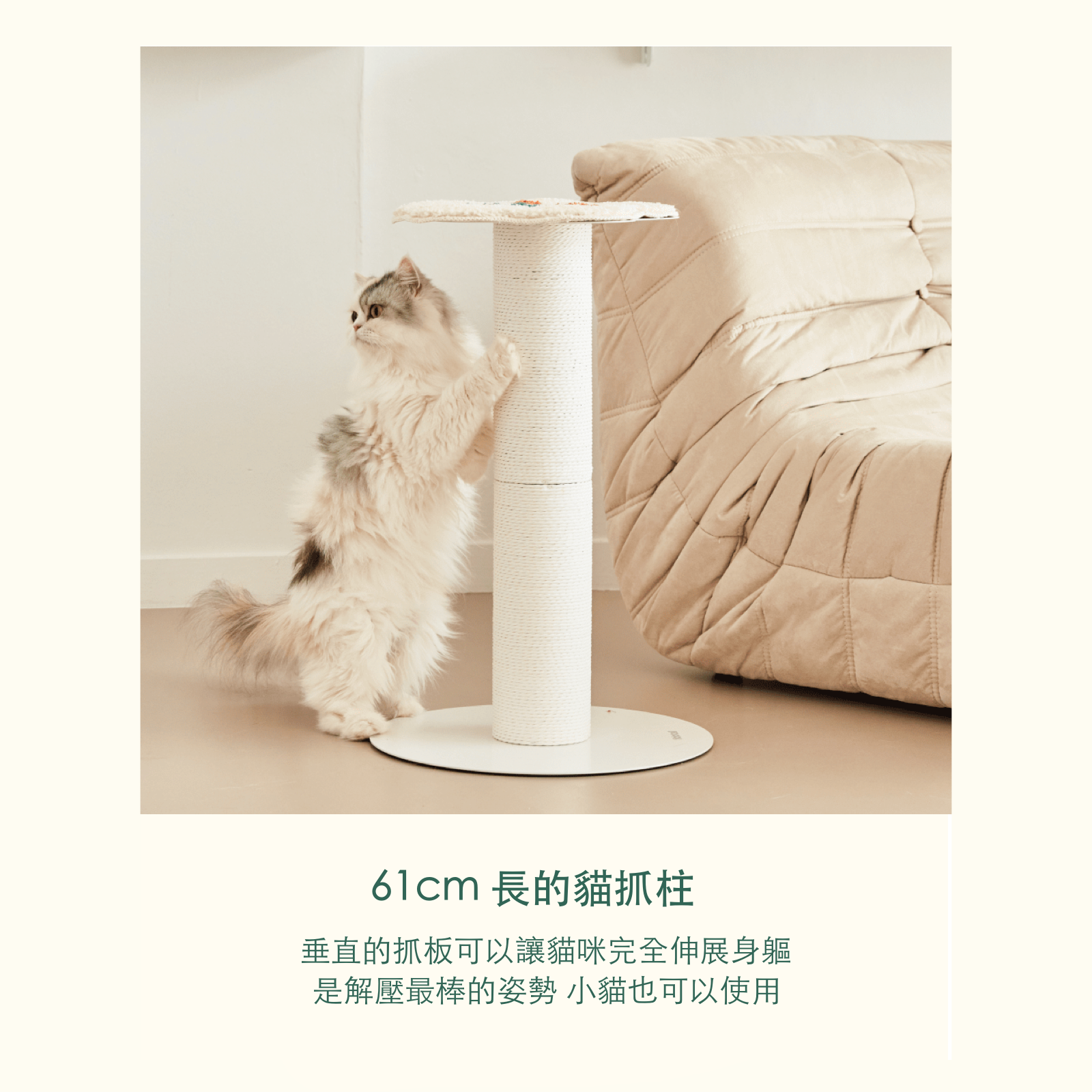 韓國 Fidotail 簇絨墊麻繩貓抓柱|兩層 61cm - 高品質貓抓柱 - 特價 $TWD 2985|LOVE PET FAMILY
