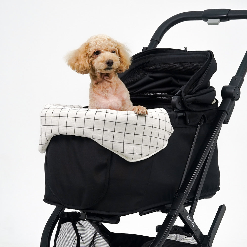 韓國 Rottie 寵物推車配件推車保護套|全車適用|灰格紋 - LOVE PET FAMILY