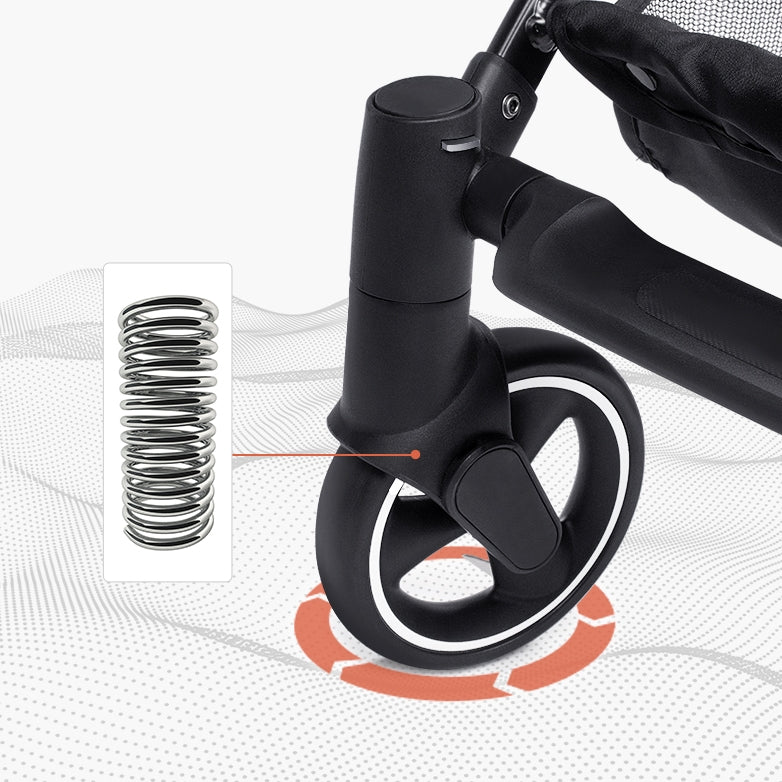 日本 Uppapets 高景觀雙開敞篷寵物推車 Aroa|黎明黑 - LOVE PET FAMILY