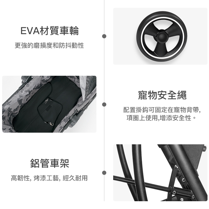 日本 Uppapets 高景觀雙開敞篷寵物推車 Aroa Plus|一車三用 分離式提籃|黎明黑 - LOVE PET FAMILY