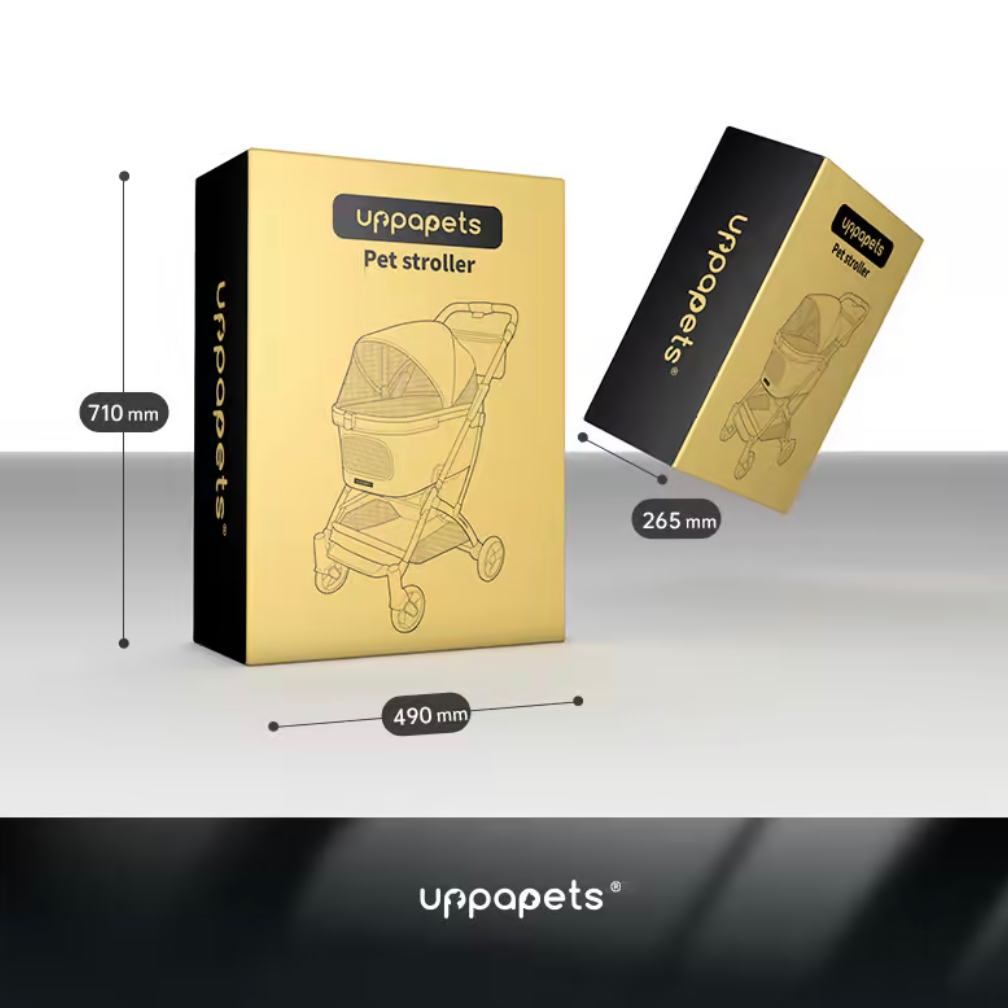 日本 Uppapets 高景觀雙開敞篷寵物推車 Aroa Plus|一車三用 分離式提籃|黎明黑 - 高品質寵物推車 - 特價 $TWD 5250|LOVE PET FAMILY