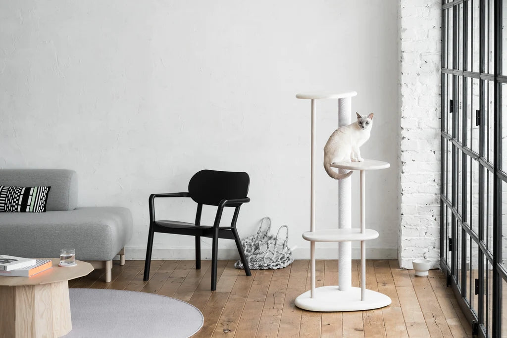 日本 KARIMOKU Cat Tree 貓跳台爬架|實木|藍色&橡木摩卡棕 - LOVE PET FAMILY