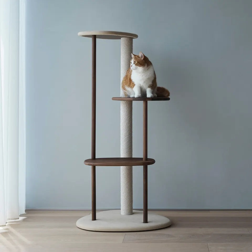 日本 KARIMOKU Cat Tree 貓跳台爬架|實木|藍色&橡木摩卡棕 - 高品質貓跳台 - 特價 $TWD 14580|LOVE PET FAMILY