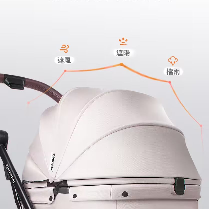 日本 Uppapets 雙開敞篷寵物推車 Nero|一秒自動收車|大地棕 - 高品質寵物推車 - 特價 $TWD 6200|LOVE PET FAMILY