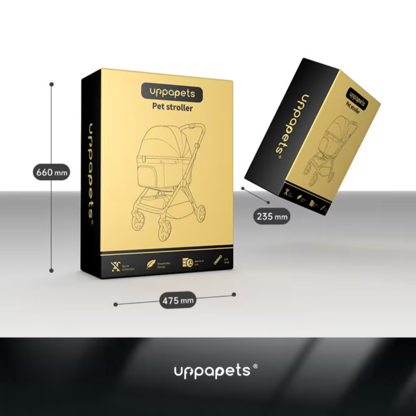 日本 Uppapets 雙開敞篷寵物推車 Nero|一秒自動收車|大地棕 - 高品質寵物推車 - 特價 $TWD 6375|LOVE PET FAMILY