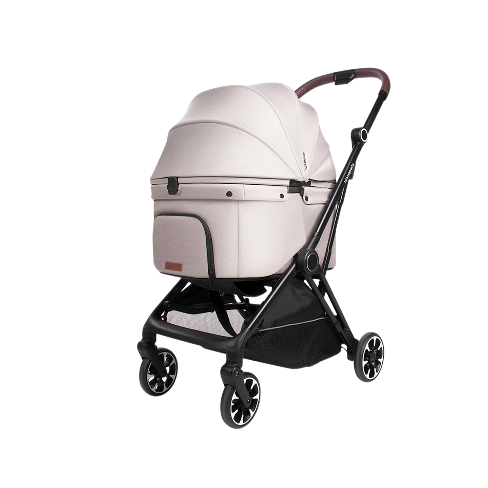 日本 Uppapets 雙開敞篷寵物推車 Nero|一秒自動收車|大地棕 - 高品質寵物推車 - 特價 $TWD 6200|LOVE PET FAMILY