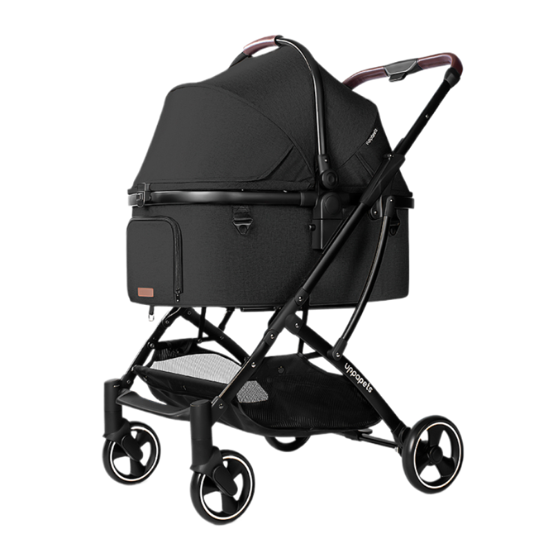 uppababy 推 車 日本Uppapets 高景觀雙開敞篷寵物推車Aroa Plus｜一車三用分離式提籃｜黎明黑