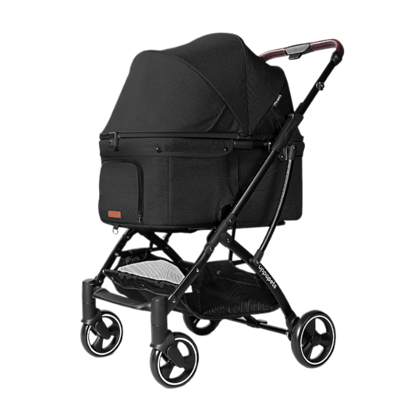 日本 Uppapets 高景觀雙開敞篷寵物推車 Aroa|黎明黑