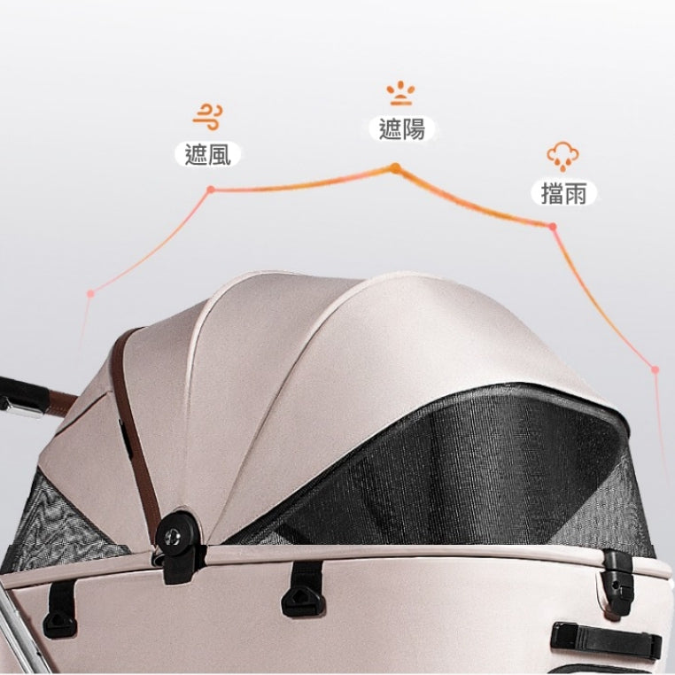 日本 Uppapets 高景觀雙開敞篷寵物推車 X-go|一車三用 分離式提籃|山谷綠 - LOVE PET FAMILY