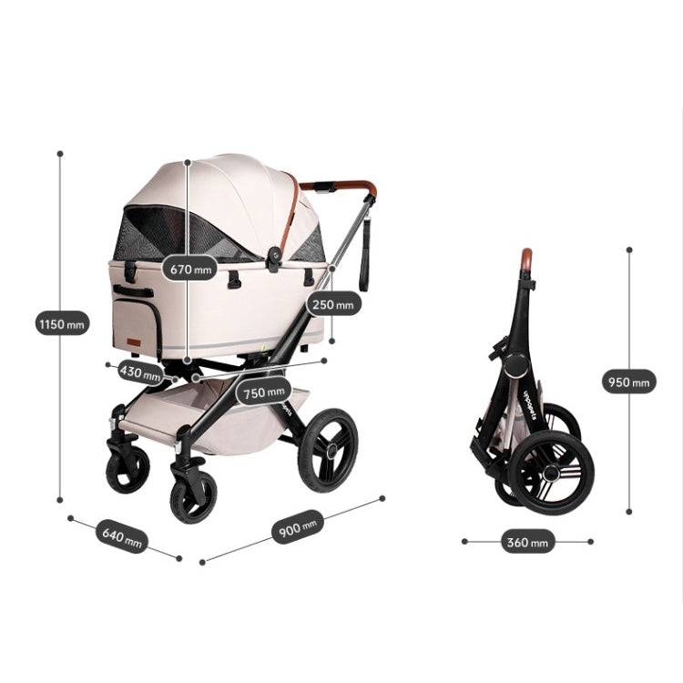 日本 Uppapets 高景觀雙開敞篷寵物推車 X-go|一車三用 分離式提籃|山谷綠 - 高品質寵物推車 - 特價 $TWD 14400|LOVE PET FAMILY