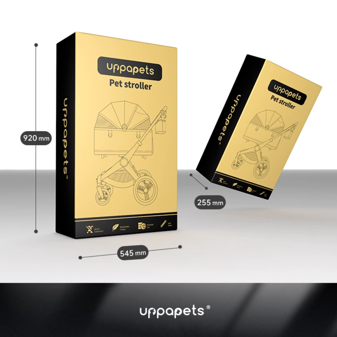 日本 Uppapets 高景觀雙開敞篷寵物推車 X-go|一車三用 分離式提籃|米杏色 - 高品質寵物推車 - 特價 $TWD 14400|LOVE PET FAMILY