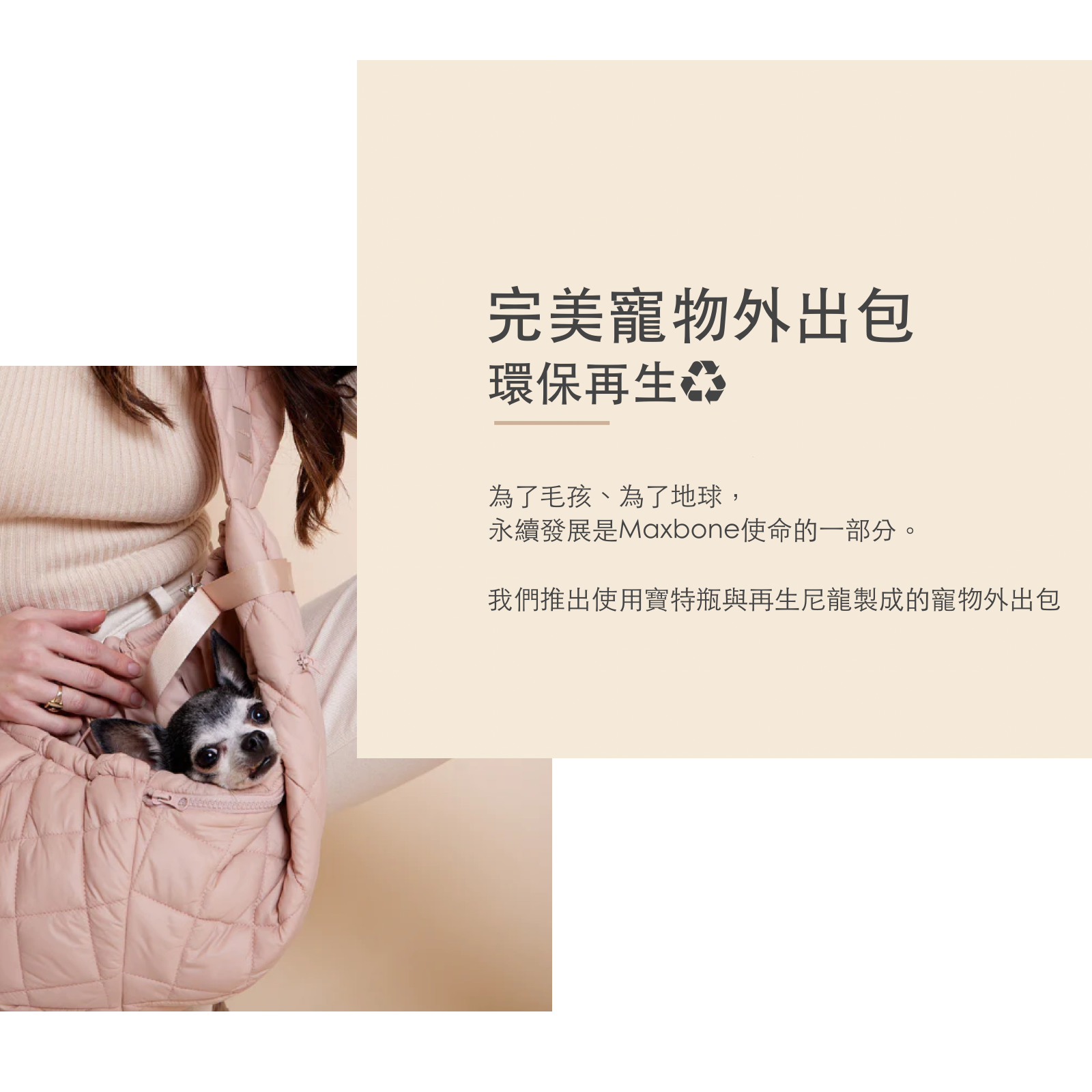 美國 maxbone 環保再生寵物側背外出包 Eco Packable Sling Carrier