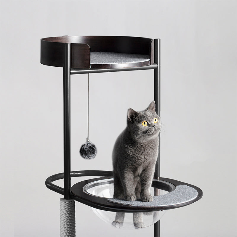 Meoooow 貓跳台爬架｜實木大理石｜雙子座｜煤炭灰 - LOVE PET FAMILY