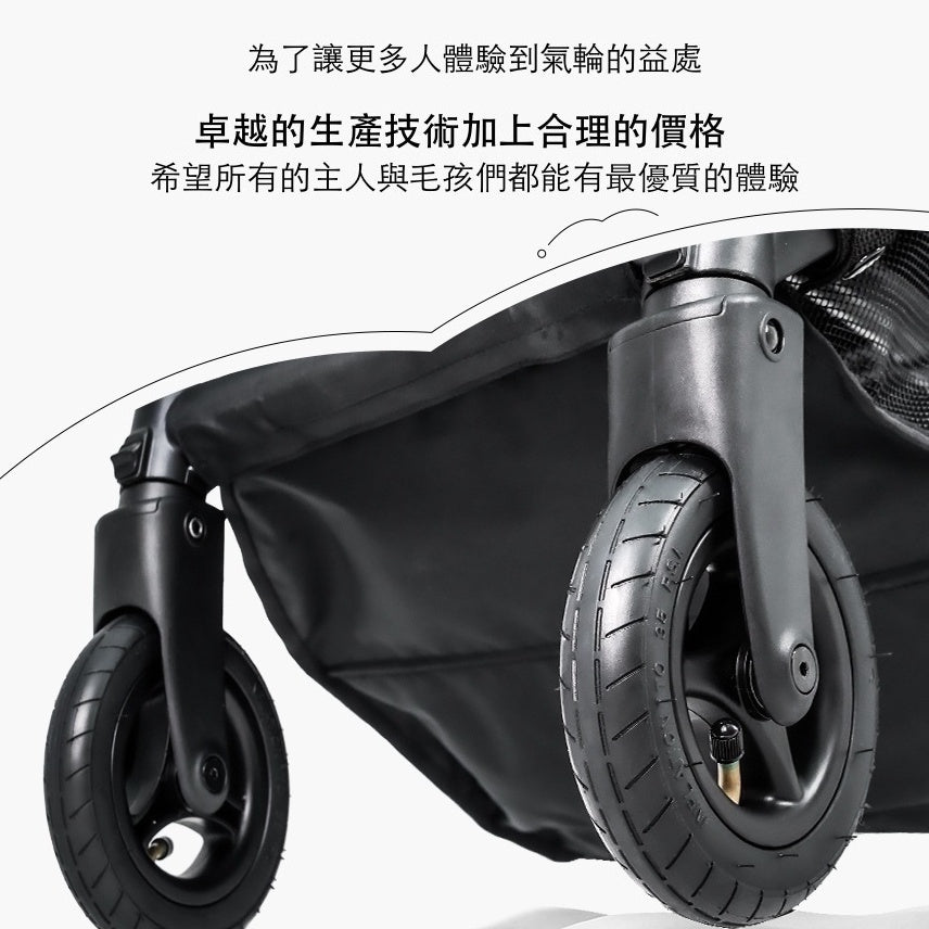 韓國 Rottie 雙開敞篷氣輪寵物推車 Noblesse Dome D｜一車三用 分離式提籃 ｜象牙白 - LOVE PET FAMILY