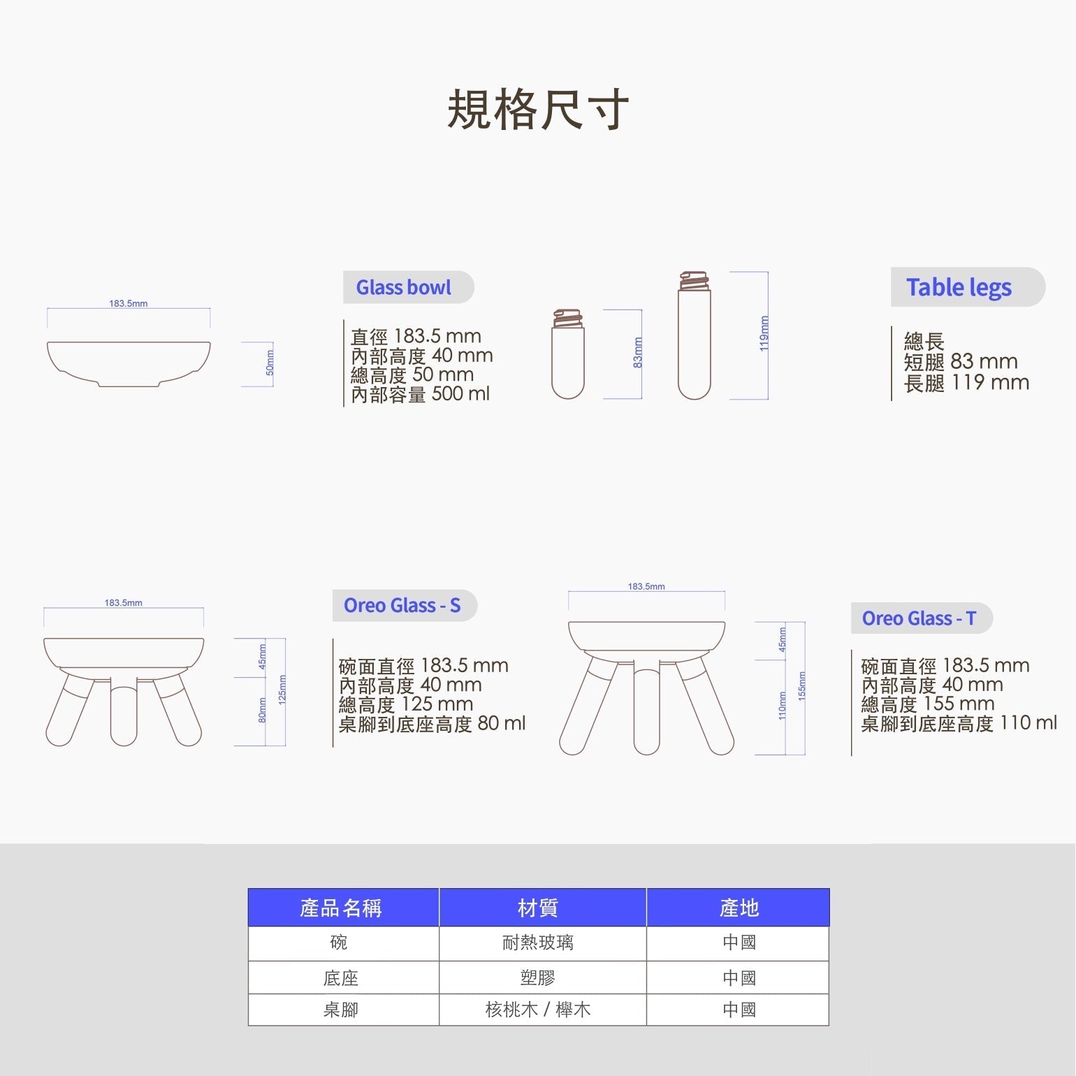 韓國 inherent  原木寵物碗架組 oreo glass｜玻璃碗長腳 - 高品質寵物碗架組 - 特價 $TWD 1200｜LOVE PET FAMILY