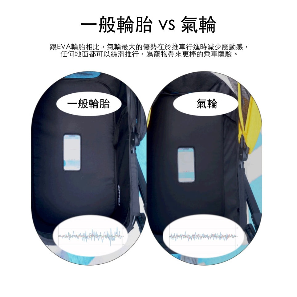 韓國 Rottie 雙開敞篷氣輪寵物推車 Noblesse Dome A ｜一秒自動收車｜黎明黑 - 高品質寵物推車 - 特價 $TWD 12750｜LOVE PET FAMILY