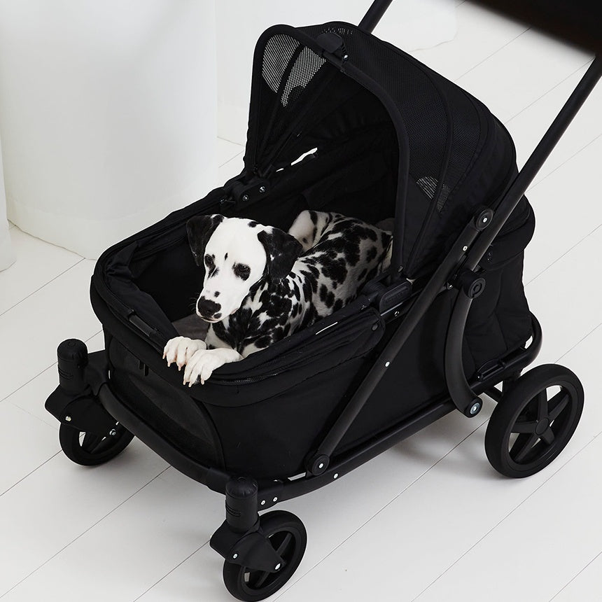 [Wholesale] 韓國 POMPOLARR PET 低重心雙開敞篷寵物推車｜一秒自動收車｜黎明黑 - 高品質 - 特價 $TWD 25800｜LOVE PET FAMILY