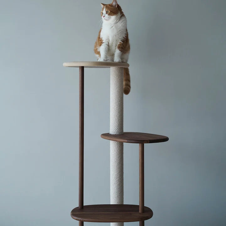 日本 KARIMOKU Cat Tree 貓跳台爬架｜實木｜米色＆胡桃原木色 - 高品質貓跳台 - 特價 $TWD 17270｜LOVE PET FAMILY