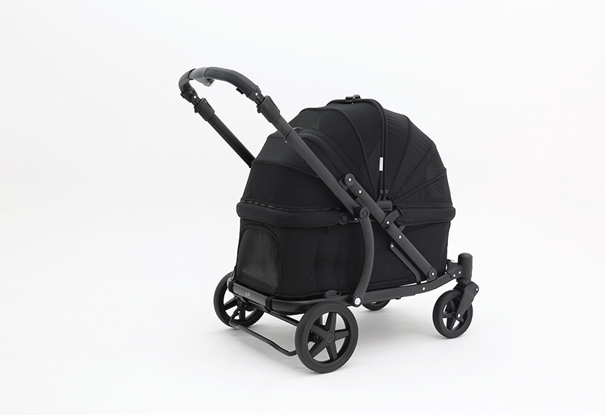 [Wholesale] 韓國 POMPOLARR PET 低重心雙開敞篷寵物推車｜一秒自動收車｜黎明黑 - 高品質 - 特價 $TWD 25800｜LOVE PET FAMILY