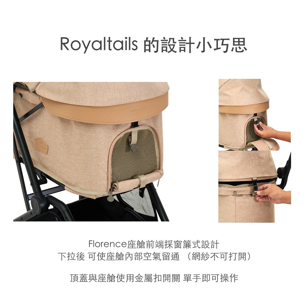 Royaltails 雙開敞篷寵物推車 Florence Plus｜一秒自動收車｜卡其綠 - 高品質寵物推車 - 特價 $TWD 15120｜LOVE PET FAMILY