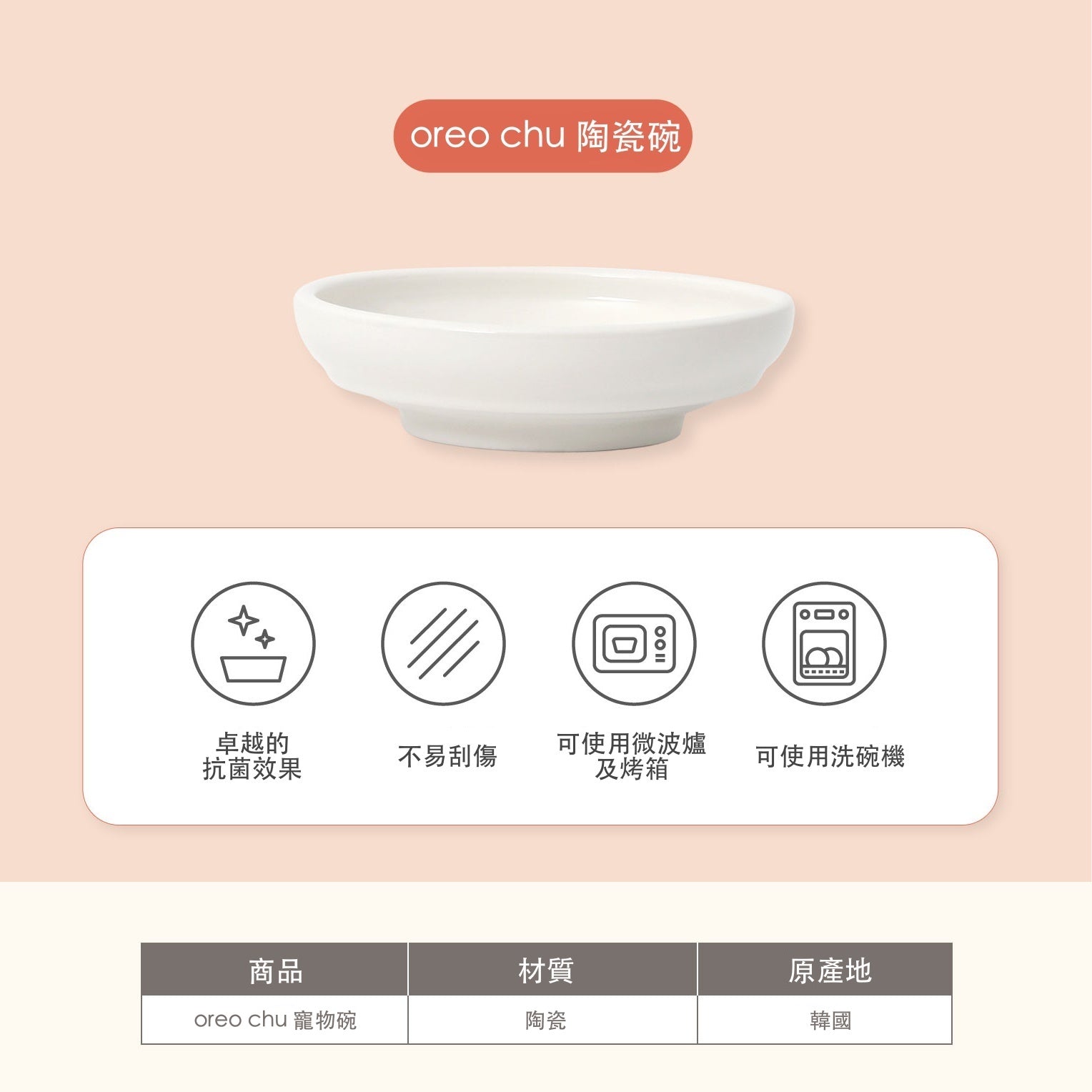 韓國 inherent 陶瓷寵物碗 oreo chu - 高品質寵物碗架組 - 特價 $TWD 1272｜LOVE PET FAMILY