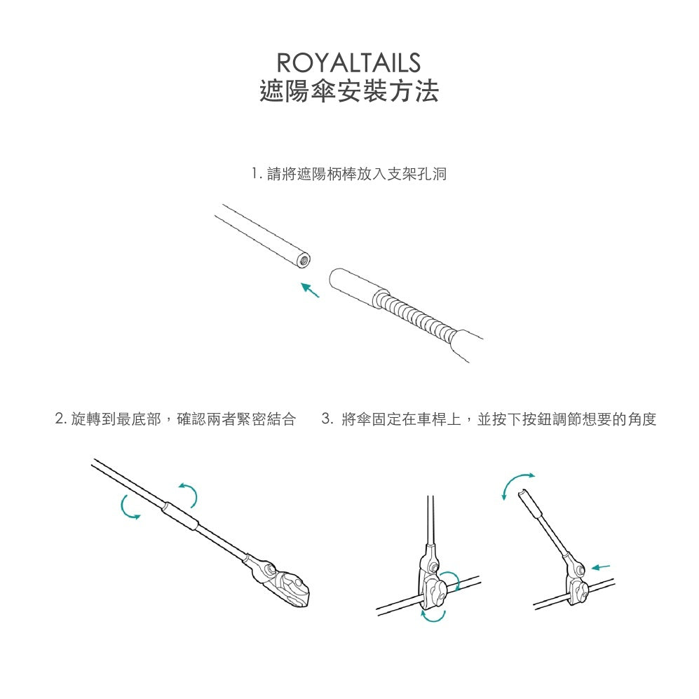 韓國 Royaltails 寵物推車專用遮陽傘｜全車適用 - 高品質寵物推車 - 特價 $TWD 1580｜LOVE PET FAMILY