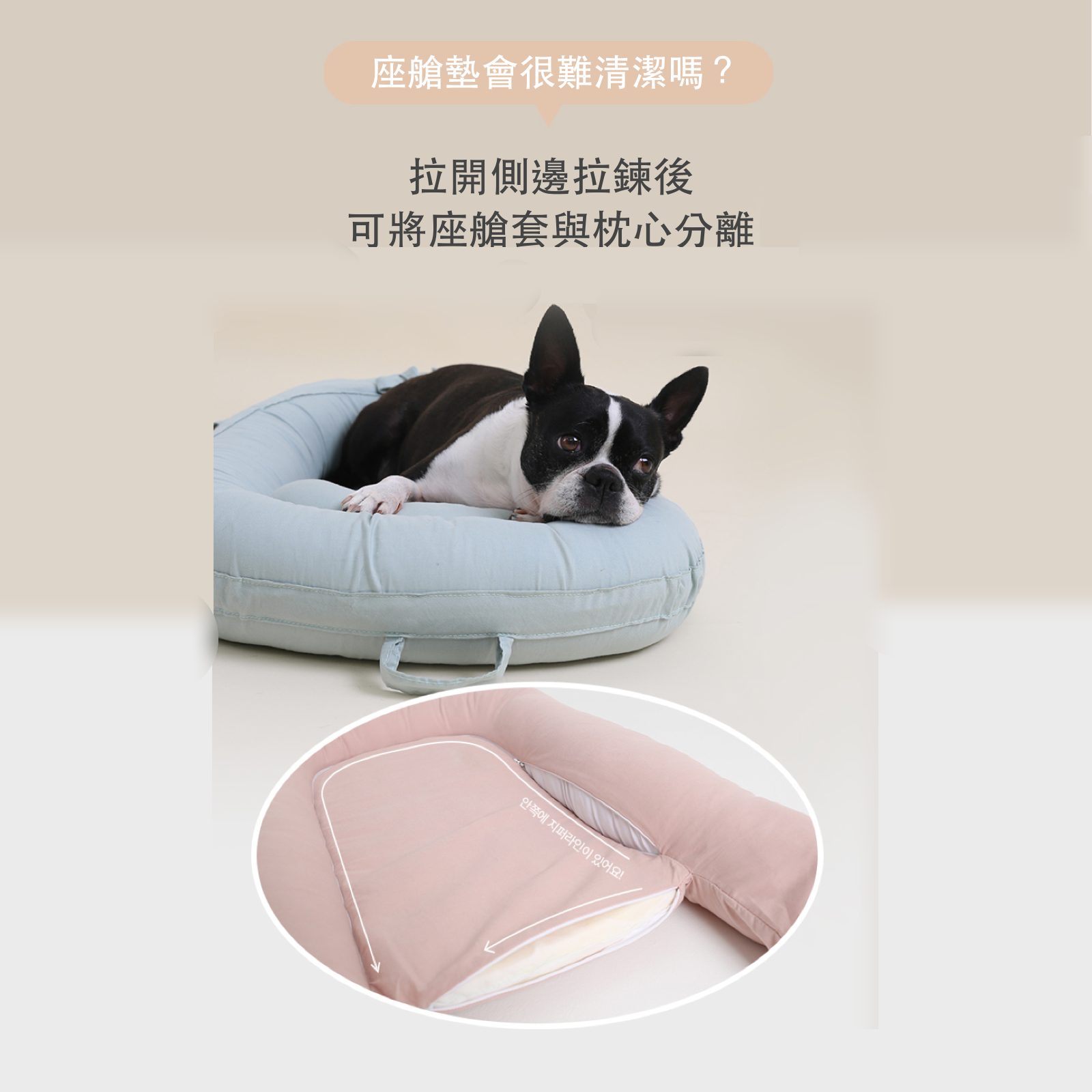 韓國 POMPOLARR PET 寵物推車配件推車座艙墊＋枕頭套組 - 高品質寵物推車配件 - 特價 $TWD 1980｜LOVE PET FAMILY