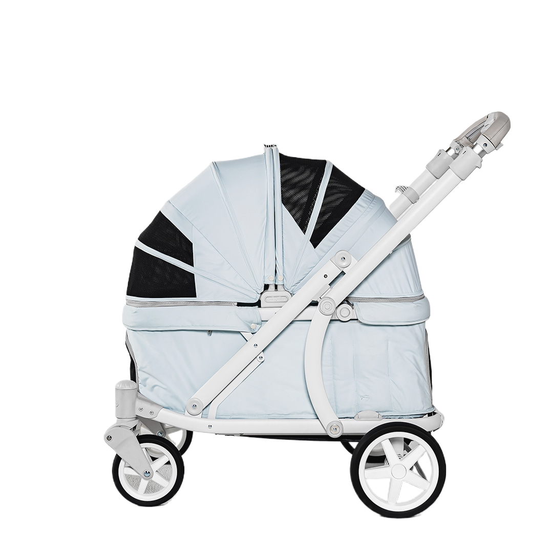 South Korea's POMPOLARR PET low center of gravity double-open convertible pet stroller｜Automatic closing in one second｜Glacier Blue 