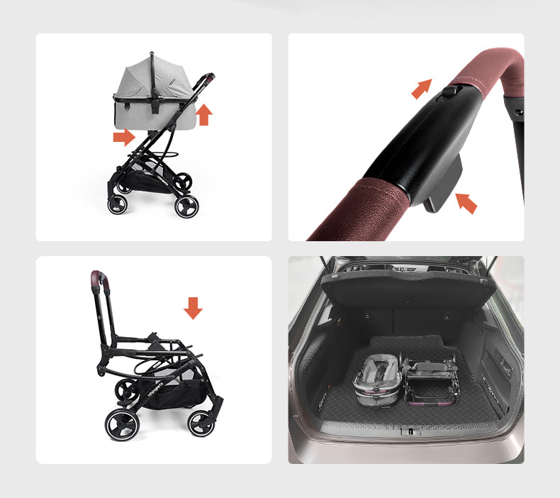 Japan Uppapets High View Double Open Convertible Pet Stroller Aroa｜Dawn Black