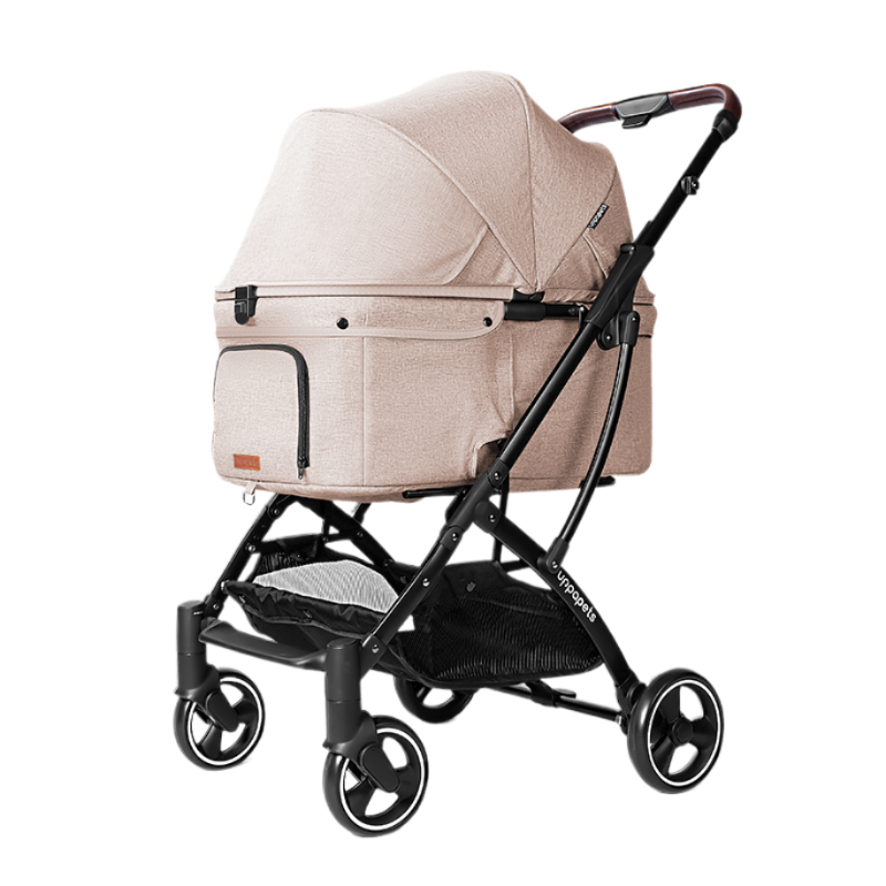 Japan Uppapets High View Double Open Convertible Pet Stroller Aroa｜Earth Brown 