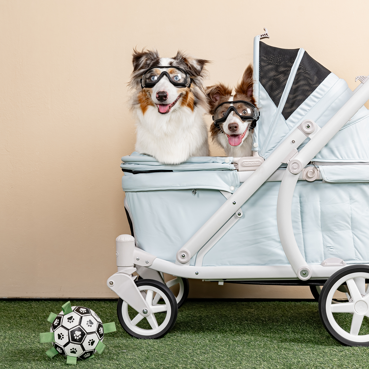［Wholesale］韓國 POMPOLARR PET 低重心雙開敞篷寵物推車｜一秒自動收車｜冰川藍 - 高品質 - 特價 $TWD 25800｜LOVE PET FAMILY