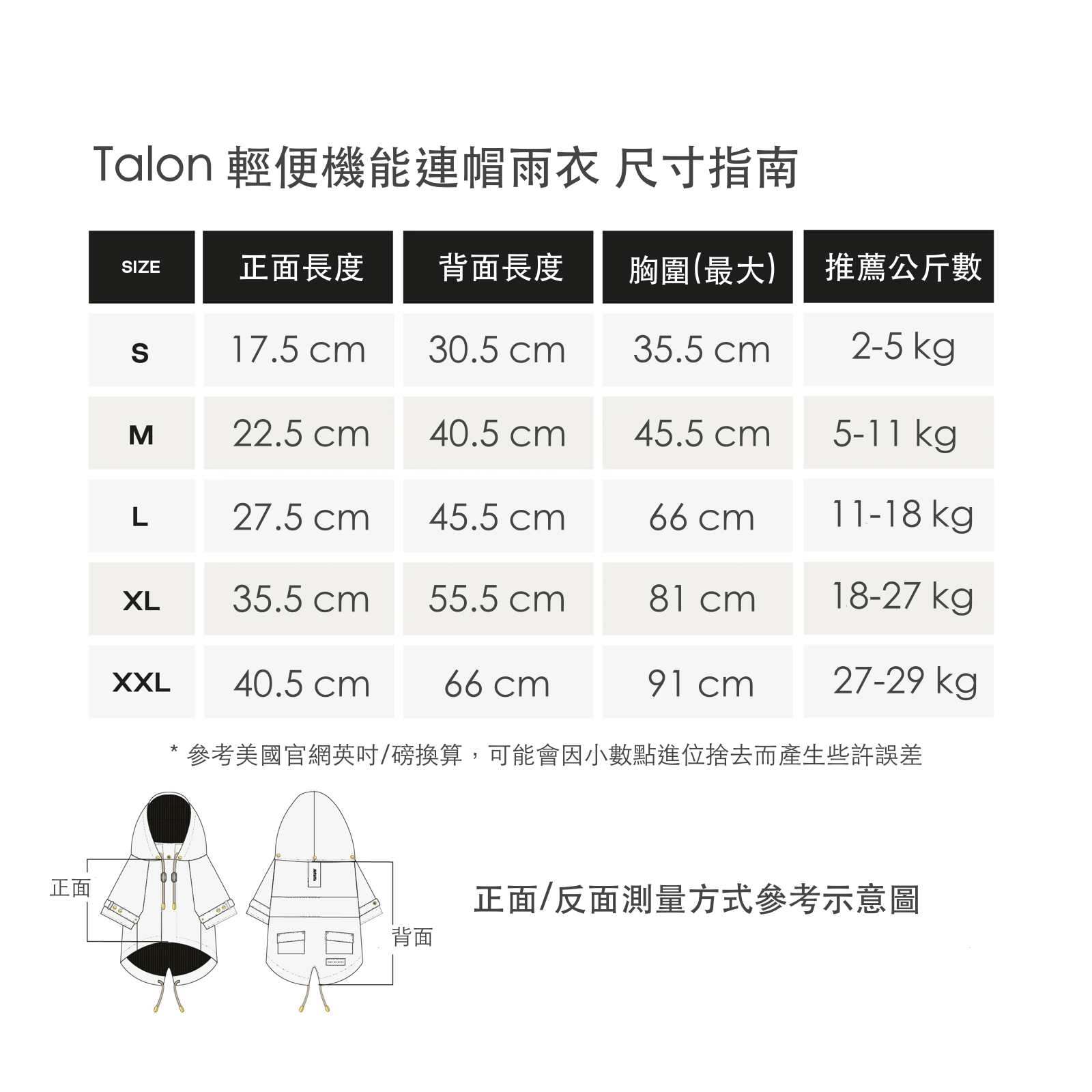 美國 maxbone 輕便機能連帽狗雨衣 Talon Riancoat